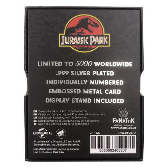 Jurassic Park Limited Edition Silver Plated Welcome Gates Replica Ingot