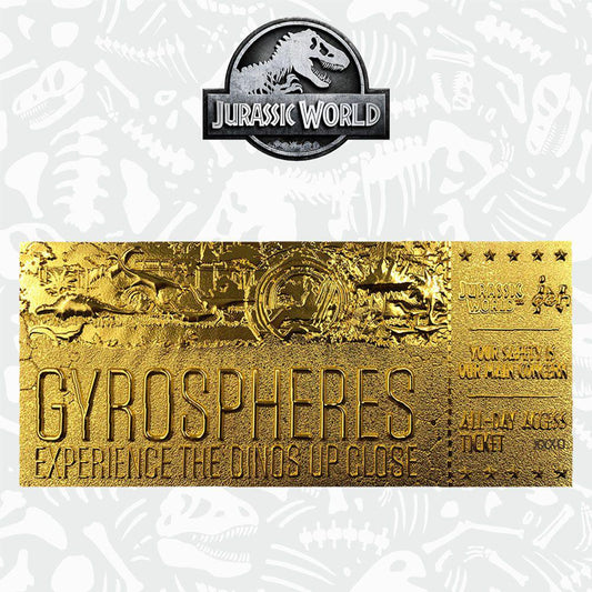 Jurassic World 24K Gold Plated Gyrosphere Ticket Replica Fanattik