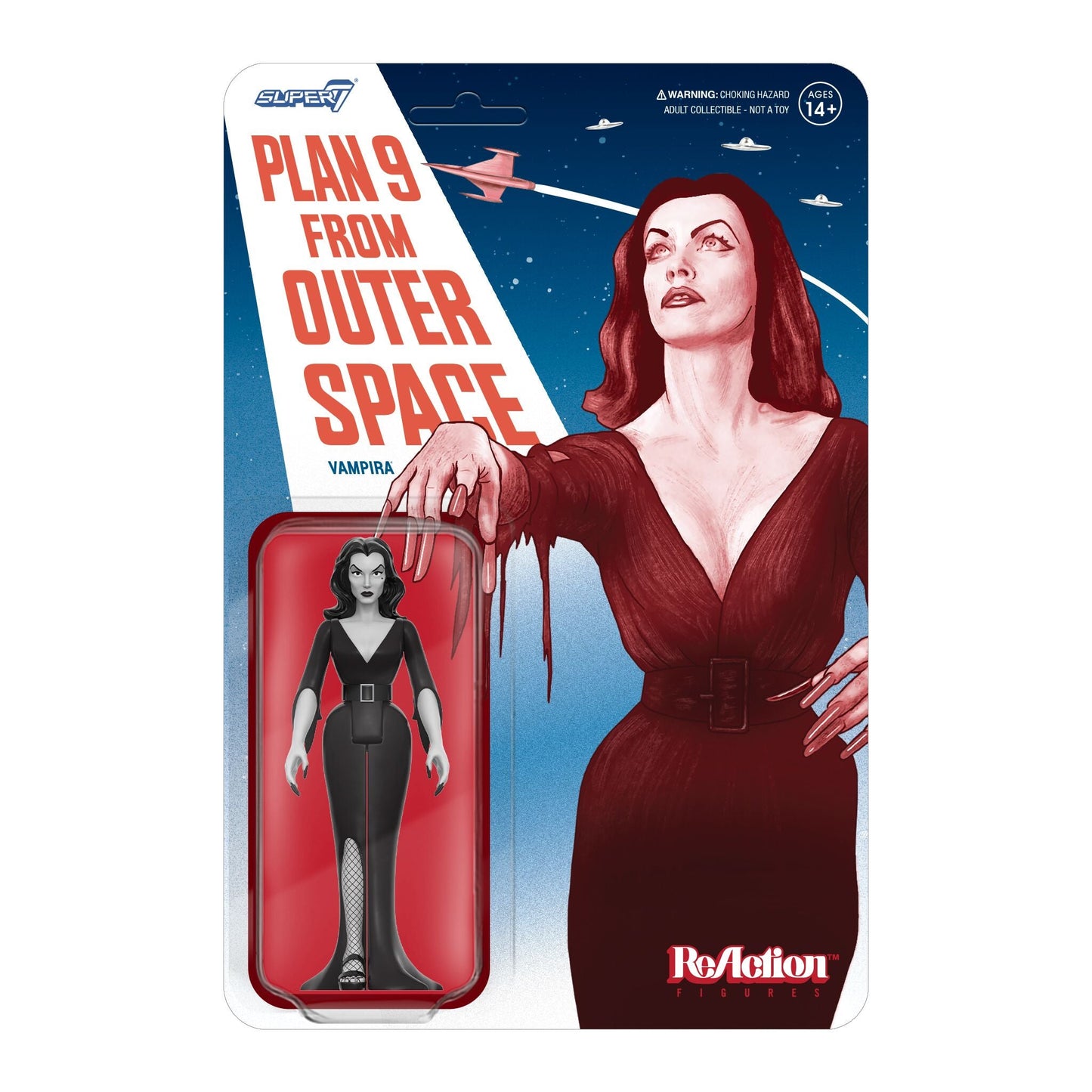 Super7 Vampira ReAction Figure - Vampira (Plan 9 Greyscale) PRE-ORDER