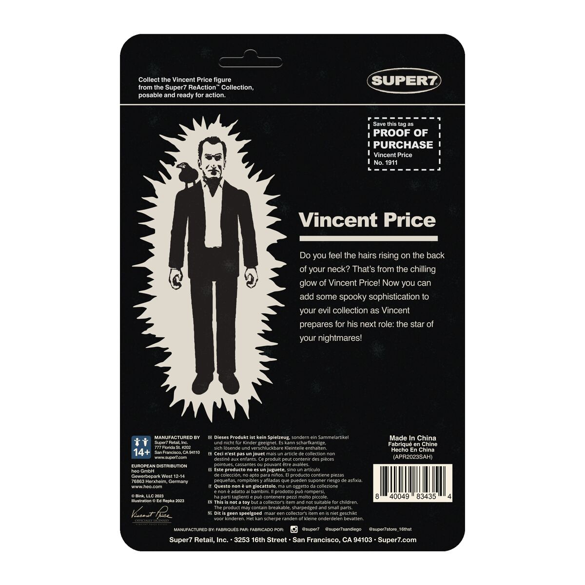 Super7 Vincent Price ReAction Figure - Vincent Price (Monster Glow)